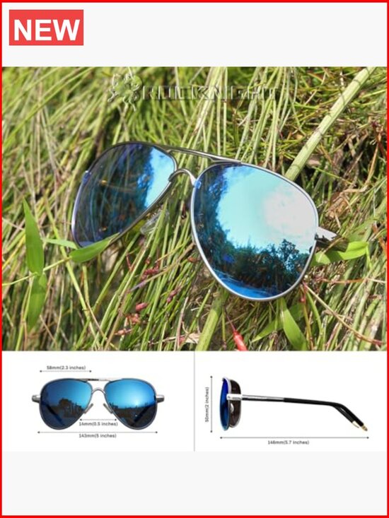 Polarized Aviator Sunglasses Metal Frame Lightweight Driving  display picture 2